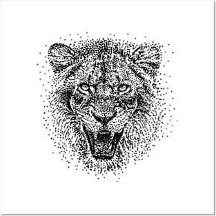 Pointillism Lion Posters and Art